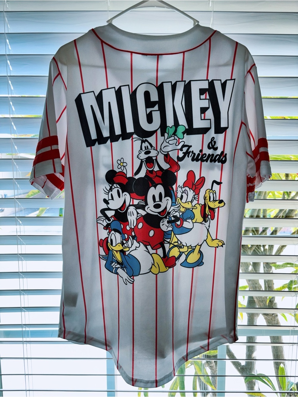 Mickey & Friends White Red Pinstripe Baseball Jersey